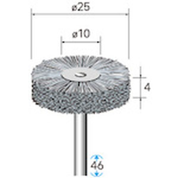407-0443 砥粒入りナイロンブラシ 5本入 ホイール型 φ25×4×軸φ3 線φ0.4 ＃240