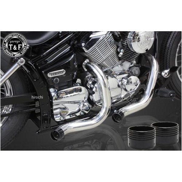 ターンアウトマフラー ドラッグスター250 ステンレス エンド付き/黒