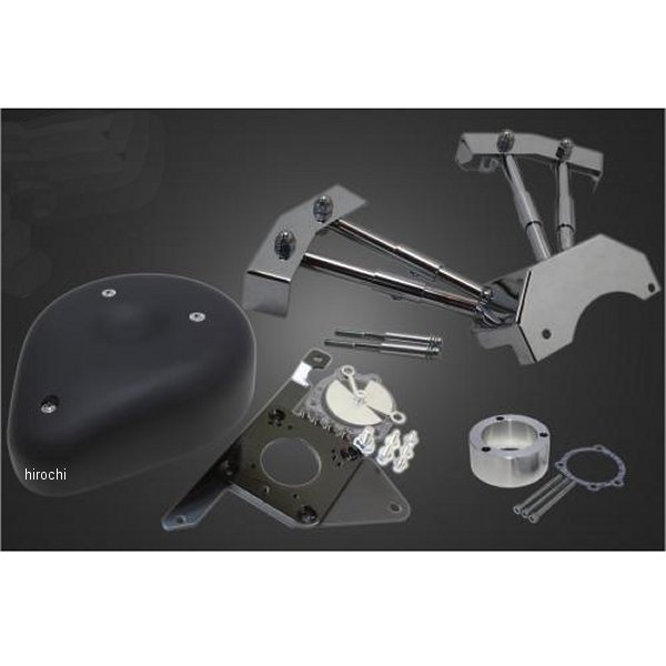 ティアドロップエアクリーナー&プッシュロッドカバーセット ドラッグスター400 黒/メッキ