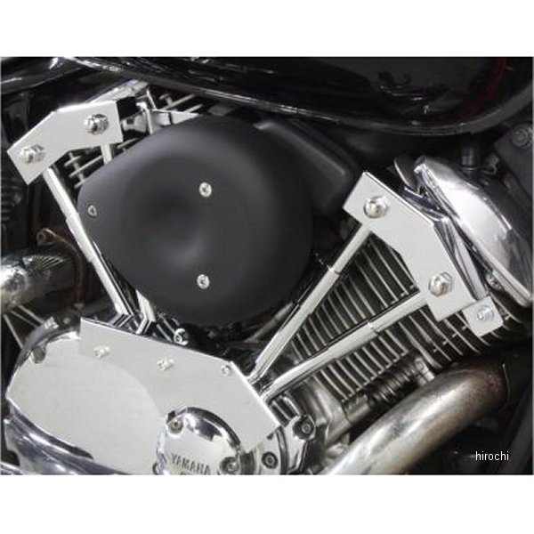 ティアドロップエアクリーナー&プッシュロッドカバーセット ドラッグスター1100 黒/メッキ