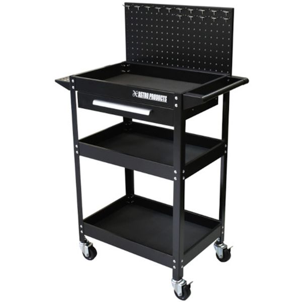 618-0125 AP ツールワゴン3段 引出＆パネル付 ブラック TW098