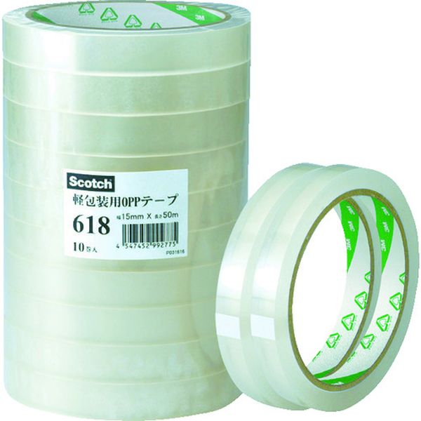 61812X50  スコッチ 軽包装用OPPテープ 618 12mmX50m 10巻入り
