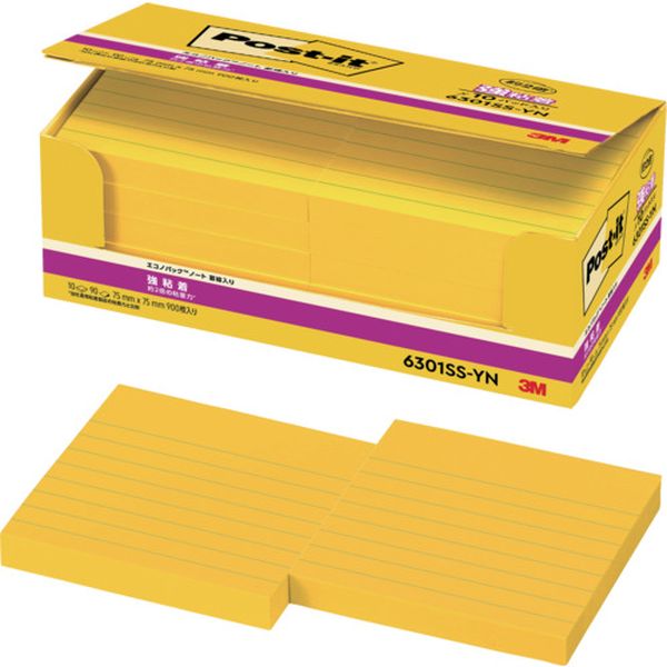 6301SSYN 256-9190  ポスト・イット 強粘着ラインノート 6301SS-Y