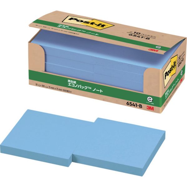 6541B 108-8213  ポスト・イット 75X75mm 100枚X10パッド ブルー