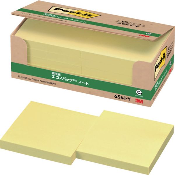 6541Y 406-2965  ポスト・イット 75X75mm 100枚X10パッド イエロー