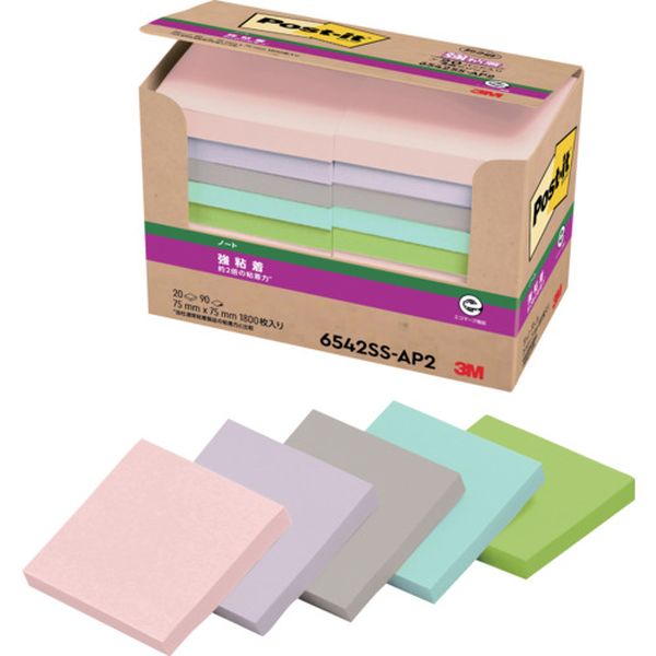 6542SSAP2 686-4136  ポスト・イット(R) 強粘着ノート 再生紙