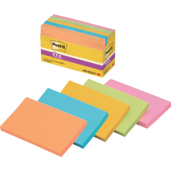 6555SSAN 353-0744  ふせん ポスト・イット ノート 強粘着ノート混色5個パック