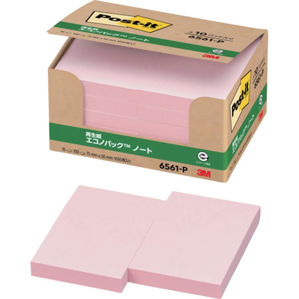 6561P 108-5101  ポスト・イット 75X50mm 100枚X10パッド ピンク