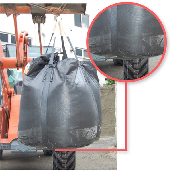 コンテナバッグ フレキシブル・コンテナバッグ 黒 丸型1t 全開排出口付(供給元(株)平成)