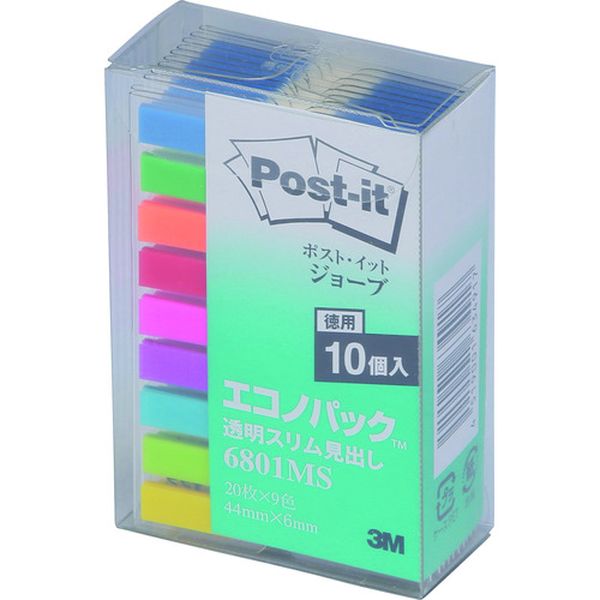 406-3031  ポスト・イット ジョーブ透明スリム見出し エコノパック 44X6mm