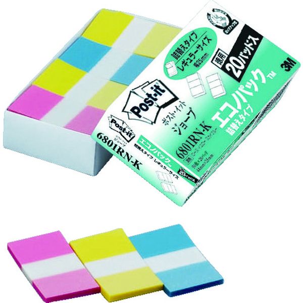 6801RNK  ポスト・イット 詰替えタイプ 44X25mm 50枚X20 3色混色 エコノパック