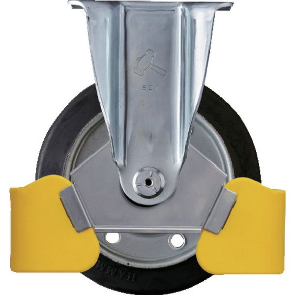 420SRPRB150WY3 フットガード付 固定式ゴム車輪(スチールホイール・ローラーベアリング)150mm