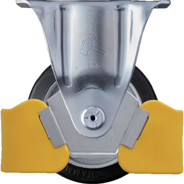 420SRRB125WY3 フットガード付 固定式ゴム車輪(スチールホイール・ローラーベアリング)125mm