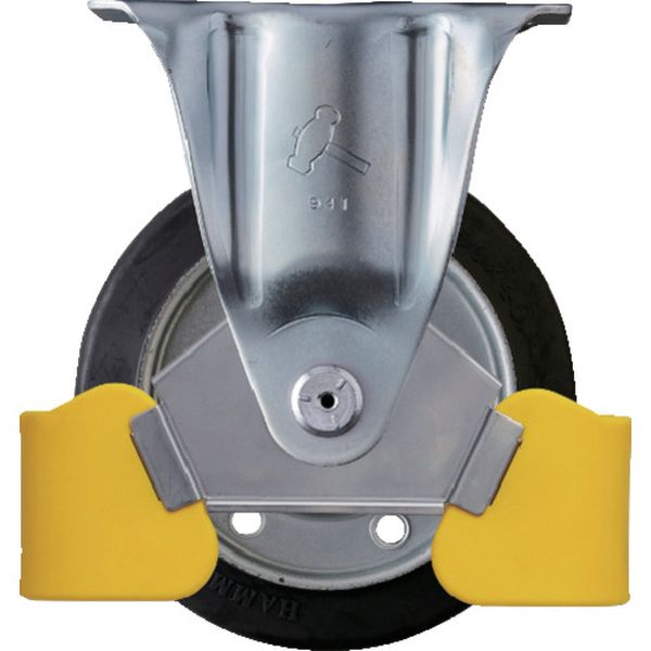 420SRRB150WY3 フットガード付 固定式ゴム車輪(スチールホイール・ローラーベアリング)150mm