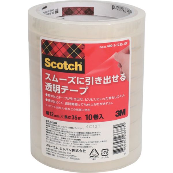 6003123510P  スコッチ(R) スムーズに引き出せる透明テープ 12mm x 35m