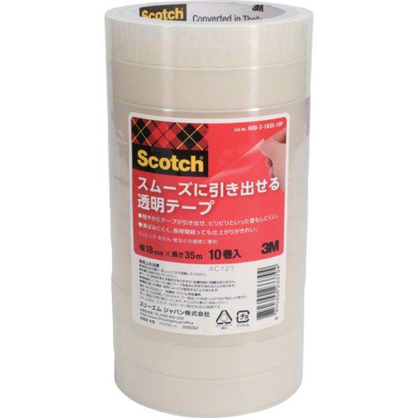 6003183510P  スコッチ(R) スムーズに引き出せる透明テープ 18mm x 35m