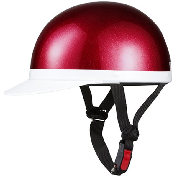 ハーフヘルメット 白ツバ レッドラメ 57-59cm