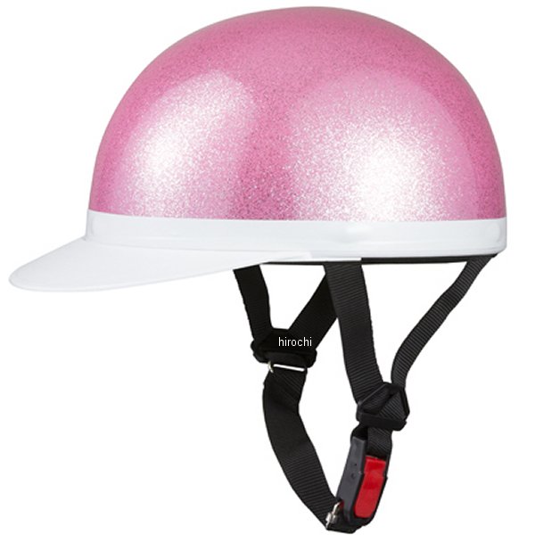 ハーフヘルメット 白ツバ ピンクラメ 57-59cm