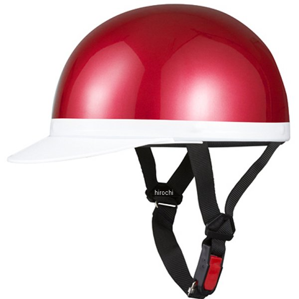 ハーフヘルメット 白ツバ キャンディレッド XLサイズ(61-62cm)
