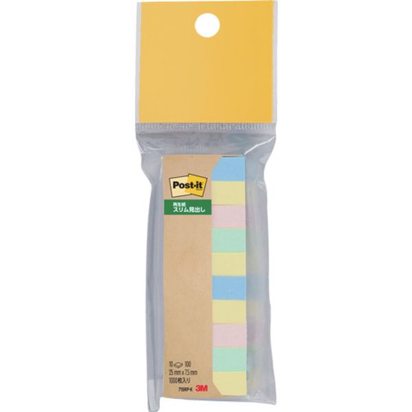 715RPK 542-2141  ポスト・イット(R) 25X7.5mm 100枚X10パッド 4色入り