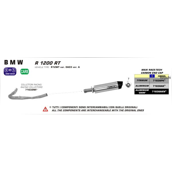 2:1コレクター MAXI RACE TECH サイレンサー用 15年-16年 BMW R1200RS ステンレス