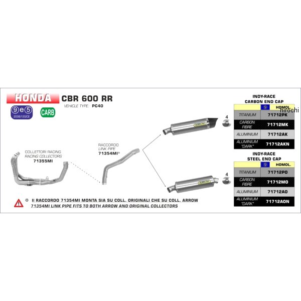 スリップオンマフラー INDY RACE 07年-08年 CBR600RR アルミ/カーボンエンド