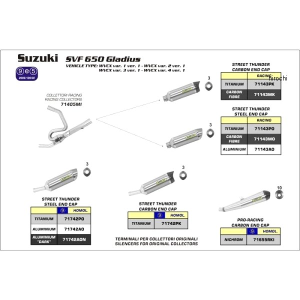 スリップオンマフラー THUNDER 09年-15年 SVF650GLADIUS アルミ