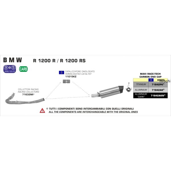スリップオンマフラー MAXI RACE TECH 15年-16年 Aprilia RSV4R1200R1100Factory アルミダーク/カーボンエンド