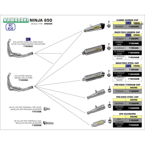 フルエキゾースト RACE TECH 触媒有り 17年-20年 Ninja650 アルミ/カーボンエンド