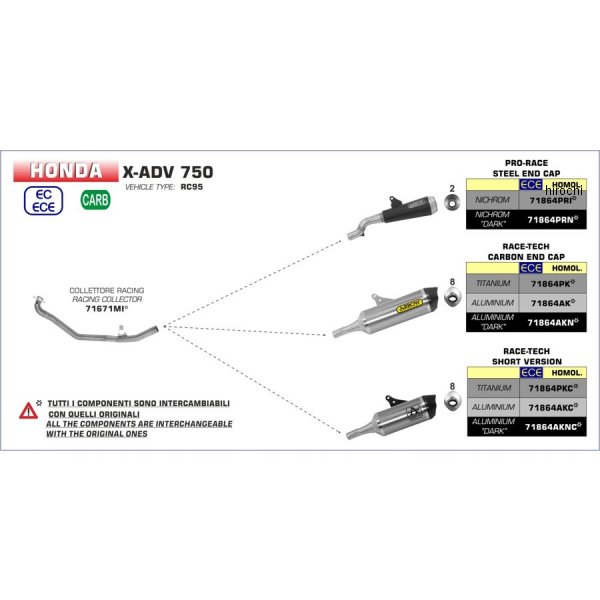 スリップオンマフラー RACE TECH 17年-22年 X-ADV チタン/カーボンエンド