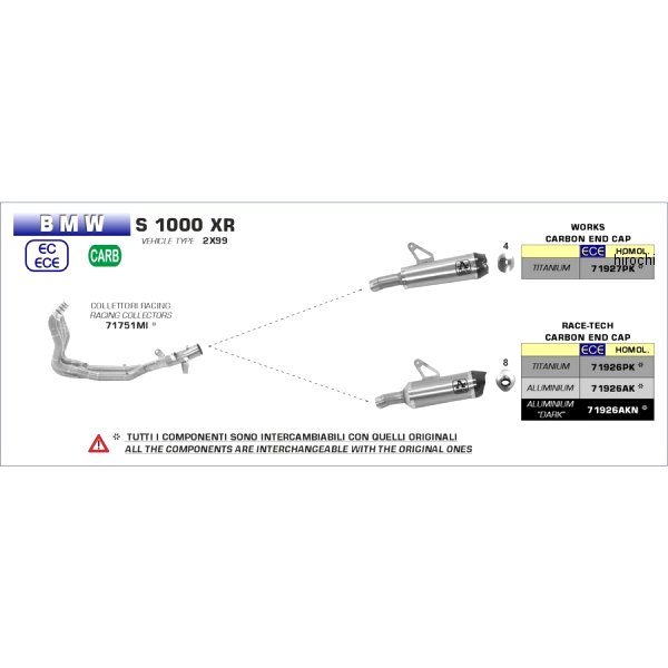 スリップオンマフラー RACE TECH 20年-21年 BMW S1000XR アルミダーク/カーボンエンド