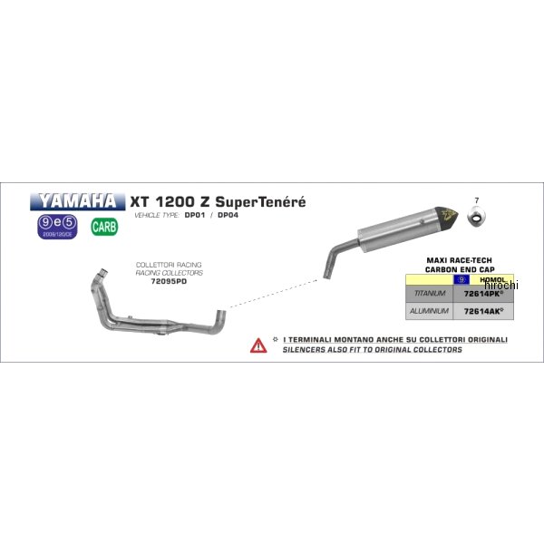 スリップオンマフラー MAXI RACE TECH 10年-19年 XT1200ZSuperTenere アルミ/カーボンエンド