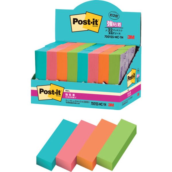 7001SSMC1N 607-2421  ポスト・イット 強粘着見出し マルチカラー1 増量パック