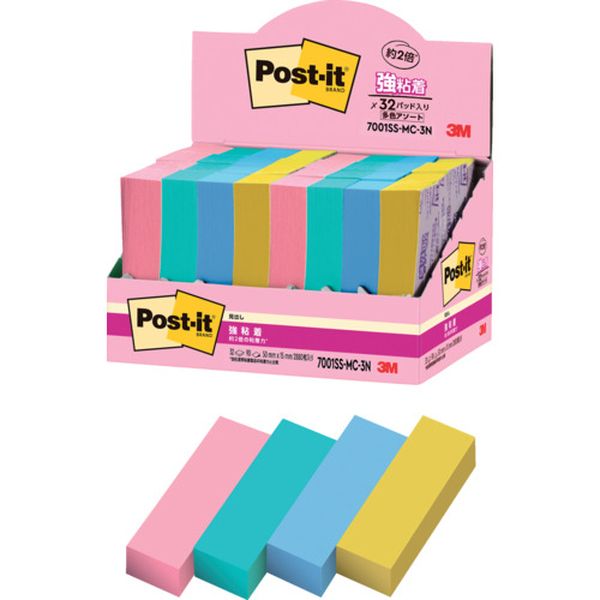 7001SSMC3N 607-2416  ポスト・イット 強粘着見出し マルチカラー3 増量パック