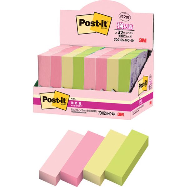 7001SSMC4N 607-2437  ポスト・イット 強粘着見出し マルチカラー4 増量パック