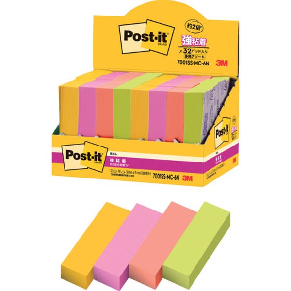 7001SSMC6N 607-2420  ポスト・イット 強粘着見出し マルチカラー6 増量パック