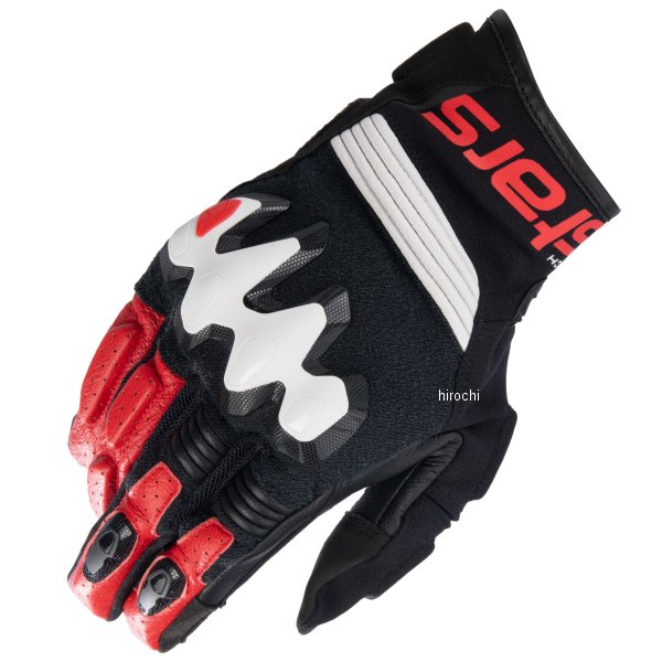 春夏モデル HALO レザーグローブ 黒/白/ブライトレッド 2XLサイズ
