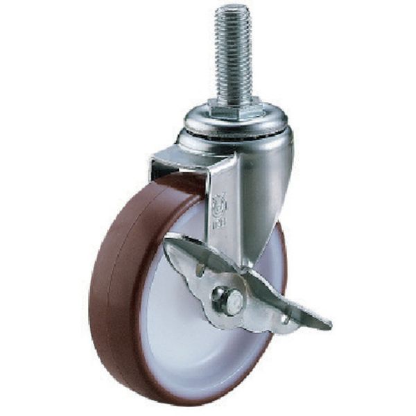 SUSET100URSM1235 809-3240 ねじ込みキャスターステンレス製S付自在車100径ウレタン車P1.75