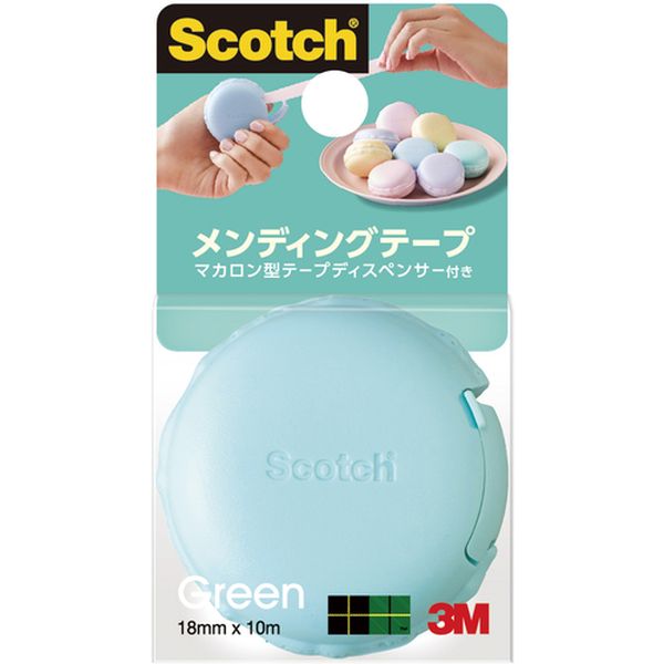 810MCRGR スコッチ メンディングテープ マカロン型テープディスペンサー付き 810 グリーン MCR-GR