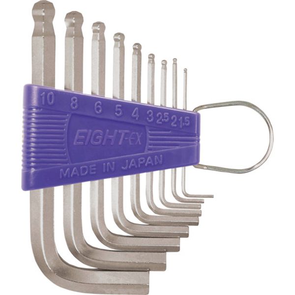 TS9 811-6452  六角棒スパナ テーパーヘッド 標準寸法 9本セット 1.5～10mm