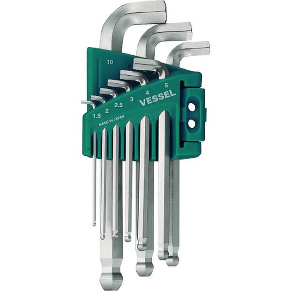 本締めボールポイントレンチ短軸仕様(ショートタイプ)9本組