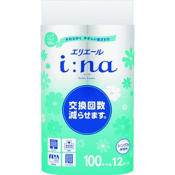 エリエール エリエールi：naトイレットティシューシングル100m12R無香料