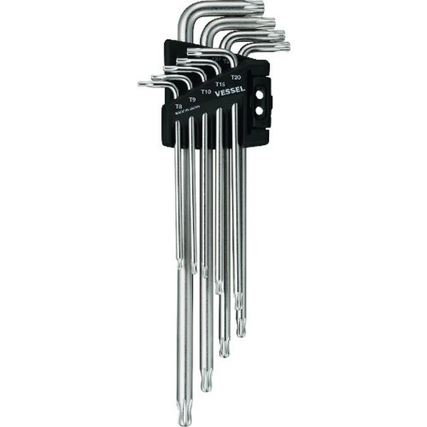 ボールエンドトルクスレンチ 9本組 T8、T9、T10、T15、T20、T25、T27、T30、T40