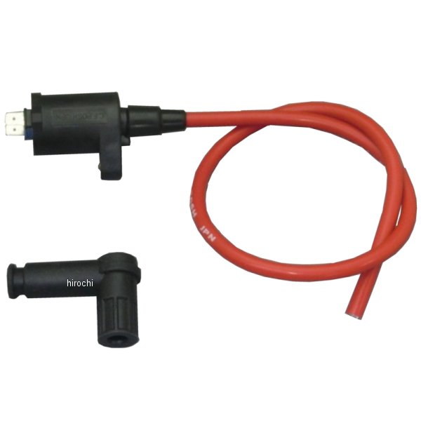 レーシングIGコイル スピードプロツインシリコンプラグコード付 キャップ付き スーパーカブ/リトルカブ 黒/赤