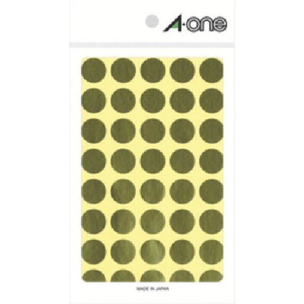 806-6566  エーワン(TM) カラーラベル 丸型 15mmΦ 金 (8枚入)