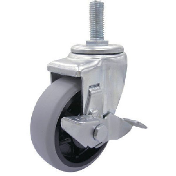 ねじ込み式 自在 キャスター ウレタン 車輪径100mm ストッパー付き SJT-S型 ネジ寸法M16×40ピッチ2