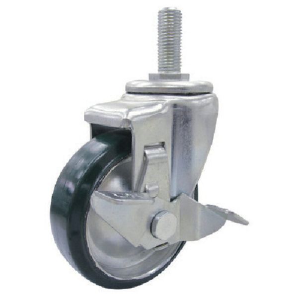 ねじ込み式 自在 キャスター ウレタン 車輪径100mm ストッパー付き SJT-S型 ネジ寸法M16×40ピッチ2