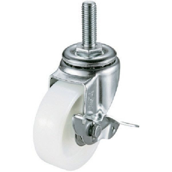 ねじ込み式 自在 ステンレスキャスター ナイロン 車輪径50mm ストッパー付き S ネジ寸法M12×35ピッチ1.75