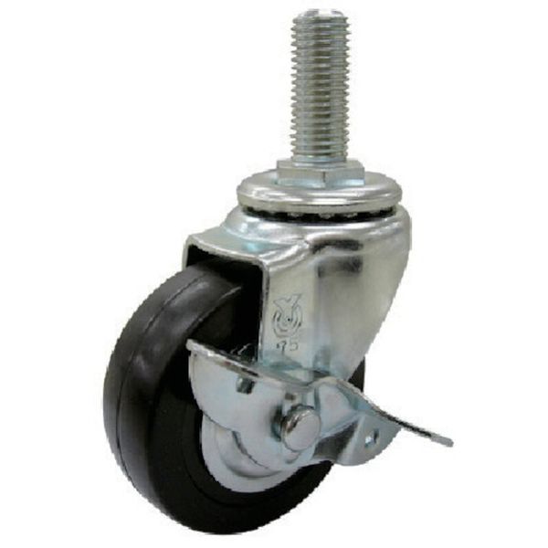 ねじ込み式 自在 ステンレスキャスター ゴム 車輪径50mm ストッパー付き S ネジ寸法M12×35ピッチ1.75