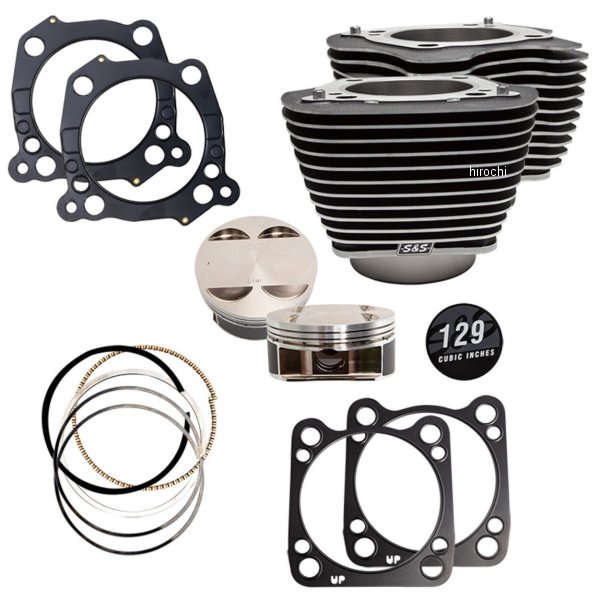 129ビッグボアキット リンクルブラック ハイライトフィン M8エンジン 107CI